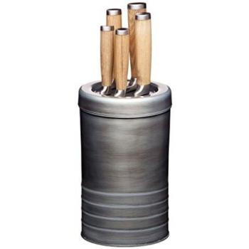 Set de Cuchillos de Acero Inoxidable con Bloque de Madera, 5 Piezas - KitchenCraft Cocina Industrial