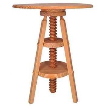 Mesa Giratoria de Madera de Pino Natural Sin Barniz - Ajustable en Altura 59,5x65 cm
