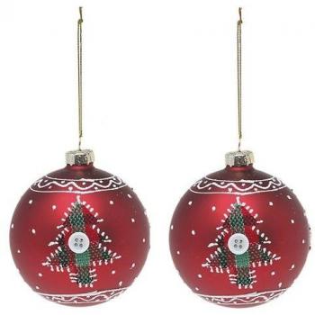 Bolas de Navidad 8 cm (2 uds) Cristal Rojo