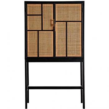 Armario Multiusos de Madera de Pino en Color Negro/Natural 80x38x144cm