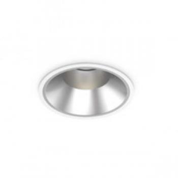 Foco empotrable redondo de aluminio blanco, 1 bombilla, diámetro 13,2 cm, ideal para iluminación interior