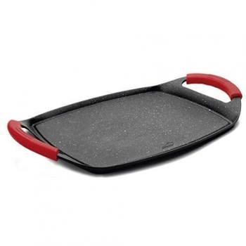 Lacor - 25547 - Plancha de Asar, Grill Eco Piedra - Compatibilidad: todo tipo de cocinas, Apta para inducción y horno, Recubrimiento antiadherente, Ecológica y libre de PFOA, 2 x 27 x 37 cm