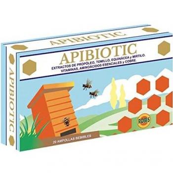Robis Apibiotic | Refuerza las Defensas - Antibiótico Natural - Catarro - Resfriado | Propóleo, Tomillo, Equinácea, Mirtilo, Vitamina C - 20 Ampollas de 10ml