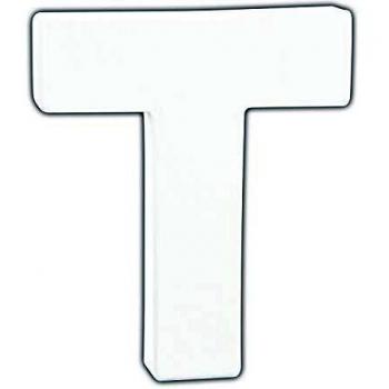 Décopatch AC749C - Un support en papier blanc mâché 1,5x10,5x12 cm, Petite lettre T