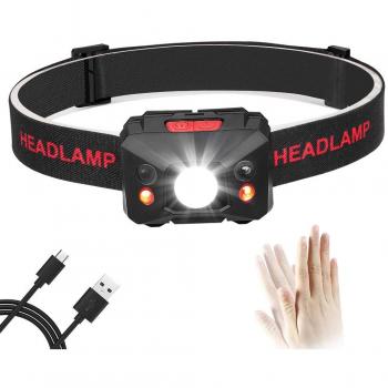 Eletorot USB Recargable Linterna Frontal LED Linterna de cabeza Luz Frontal Lampára de Cabeza,5 Modos de luz,Ligera Elástica, para Ciclismo, Correr, Deporte nocturno