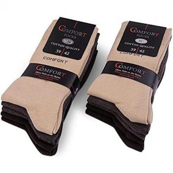 sockenkauf24 10 Pares de Comfort Calcetines sin Elástico & sin Costuras Hombre & Mujer Algodón Cintura de Confort 13100