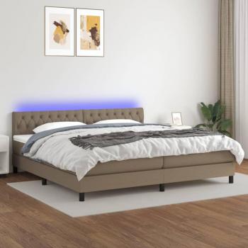 Colchón de cama blanda Paloma LED 200x200cm Tela gris taupe con luces LED