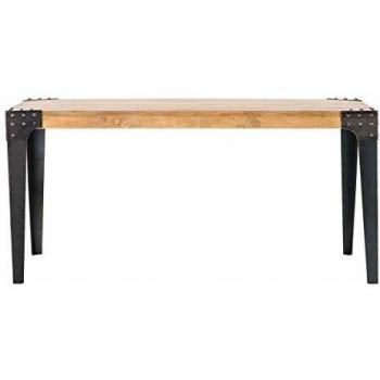 Miliboo - Mesa de comedor industrial de acero y madera L160 Madison