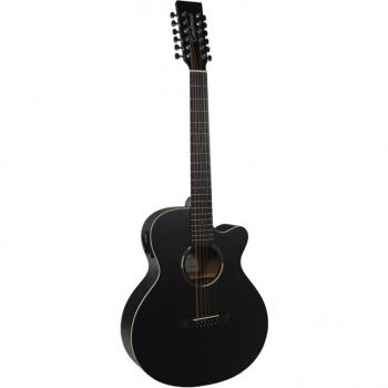 Tanglewood Blackbird TWBBSFCE12 12-String Acoustic Electric Guitar, Smokestack Black Satin