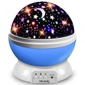 Moredig Lampara Proyector Infantil, Proyector de Estrellas Luz Nocturna Infantil con 360° Rotación y 8 Modos Iluminación, Luz Noche para Habitación Bebé, Día de los Reyes, Navidad, Halloween