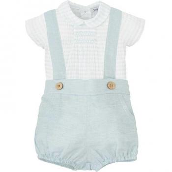 Conjunto de bebé niño dos piezas camisa de rayas y short en cuadros vichy