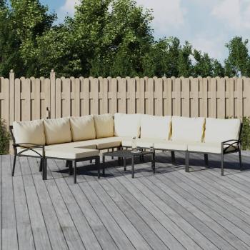 vidaXL 9-Piece Steel Garden Lounge Set with Sand Cushions