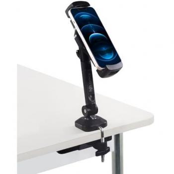 Soporte para teléfonos móviles y tabletas FLEXMOBI III, metálico, negro, rotación 360° y inclinación 180°, compatible con dispositivos de 4.7 a 12.9 pulgadas