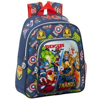 Mochila Infantil Avengers Heroes Vs. Thanos, 34cm, 270x100x330mm, azul marino/multicolor, adaptable