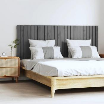 Cabecero de cama de pared gris 159,5x3x60 cm madera maciza de pino