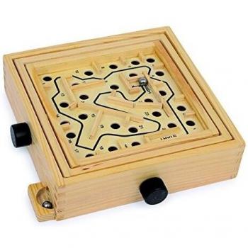 Juego de Destreza Laberinto de Madera Chico con Bola Metálica 22x21cm