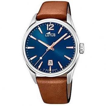 Reloj Lotus Chrono 18693/2 para Hombre, Color Azul, marrón y Acero, Correa de Piel, Esfera de 42mm