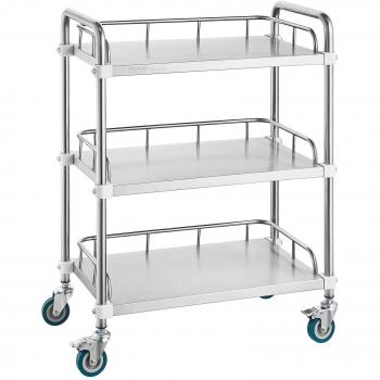 Vevor Stainless Steel 3-Shelf Lab Utility Cart with Swivel Casters
