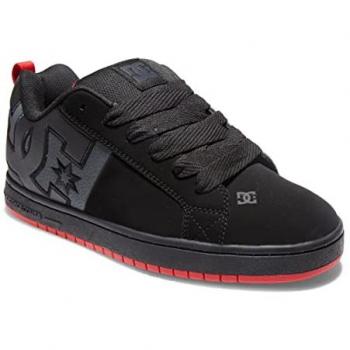 Zapatillas de Skate DC Court Graffik para Hombre, Negro/Azul/Rojo, con Material Textil y Piel, Suela Antideslizante y Amortiguación