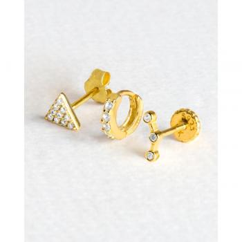 Set Personalizable de Plata de Ley 925 con Baño de Oro Luxenter - Incluye Piercings Ansung, Qant y Calye SETWEB0700