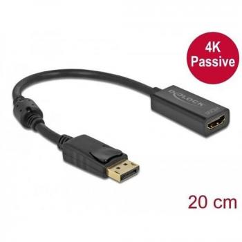 Adaptador DisplayPort 1.2 Macho a HDMI Hembra 4K Pasivo Negro