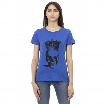 Trussardi Action Blue Cotton Short Sleeve T-Shirt with Front Print - Size S