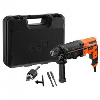 Black & Decker BEHS01K-QS Martillo SDS-Plus 650W 1,4J con Empuñadura Lateral, Maletín y Velocidad de 1600 RPM - Color Negro/Naranja