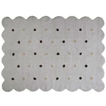 Lorena Canals Alfombra Infantil Lavable, Modelo Galleta, 120 x 160 cm, Blanca