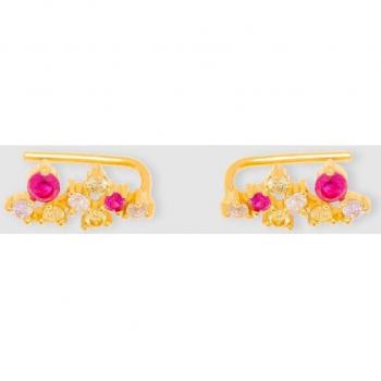 Pendientes Trepadores Jasmine en tonos dorados y fucsias
