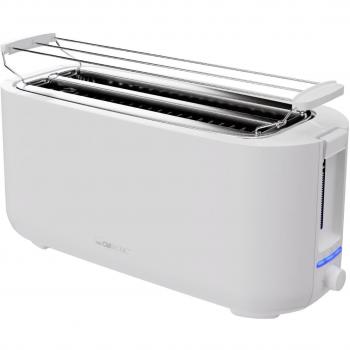 Tostadora Clatronic TA 3802, blanca, 4 rebanadas, con rejilla superior, potencia de 1.400W, función descongelar/calentar/parada rápida, incluye accesorio para panecillos,