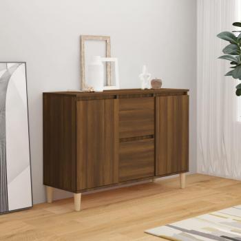 Aparador de madera ingeniería 103,5x35x70 cm con armarios y cajón, mueble de almacenaje moderno para salón en color roble marrón