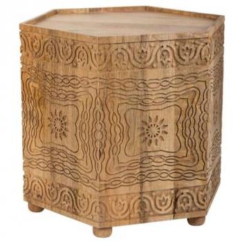 Mesa de Centro Artesanal Marrón con 1 Puerta 45x45x41 cm