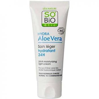 SO'BIO ETIC Crema Ligera 24H Acido hialuronico-Aloe 50ml. Bio, Negro, Estandar
