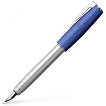 Faber-Castell 149210 - Estilográfica Loom Metallic con cuerpo lacado metálico con forma cónica ergonómica, plumín con punta de iridio trazo M, color azul