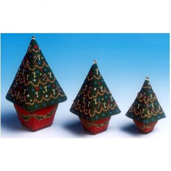 La nuez moscada Company juego de 3 árboles de Navidad 3d juego de punto de cruz