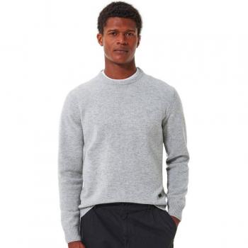 Barbour Mens Lambswool Elbow Patch Sweater - Grey - XL