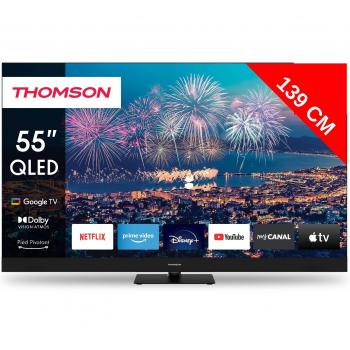 Televisor QLED Plus 55 (139 cm) Ultra HD 4K Smart TV Google con Altavoces Frontales - Thomson 55QG6C14