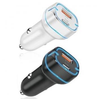 Cargador Rápido de Coche LED QC PD 38W Type C USB