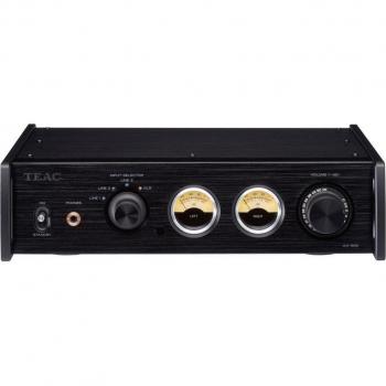 Amplificador integrado TEAC AX-505 con potencia de 50W por canal, DAC incorporado, conectividad Bluetooth, entradas digitales y analógicas, control remoto incluido, diseño elegante en acabado negro