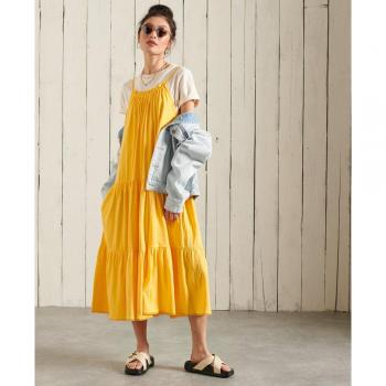 Vestido Midi de Jersey Amarillo para Mujer Superdry