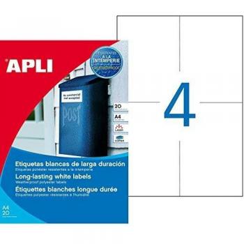 APLI 1227 - Etiquetas blancas resistentes intemperie 105,0 x 148,0 mm 20 hojas