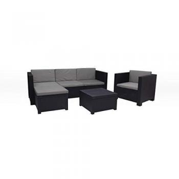 Shaf - Manhattan | Set Muebles de Salon Exterior - Conjunto Muebles Jardin Exterior 5 Plazas | Fabricado en España con Materiales Reciclados - Color Grafito