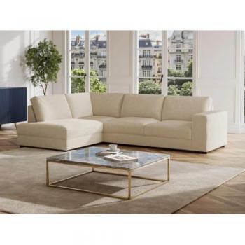 Sofá rinconera izquierda de pana beige Meseta