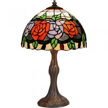 Lámpara de mesa Viro Rosy Multicolor Zinc 60W con Diseño Floral y Pantalla de Vidrio - 20x37x20 cm