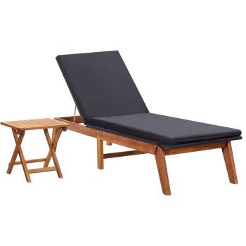 Acacia Wood and Poly Rattan Sun Lounger with Table