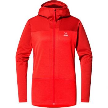 Forro polar con capucha Haglöfs ROC Flash Mid para mujer, color rojo intenso, talla S