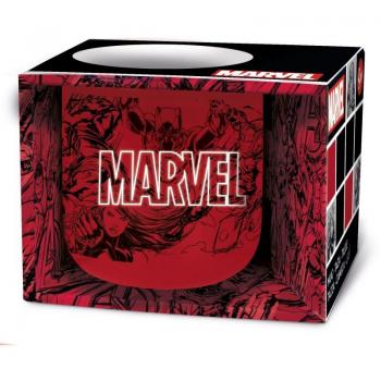 Taza de desayuno ilustración cómic Marvel (rojo) 400 ml, cerámica, incluye patrón en caja regalo