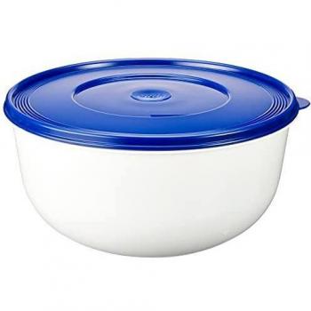 Emsa Superline Tazón Para Dejar Levar Masa Con Tapa, Polietileno/Polipropileno, Blanco/Azul, 5 L ,1 Unidad