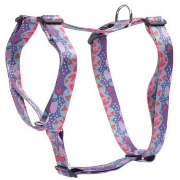 Arnés de caminata Figgo - Mega XL, Talla XL, Diseño Tipo H, Ajustable, Reduce Presión en Tráquea, Cómodo y Fácil de Colocar, Ligero, Estampado Mega Corazones Mult
