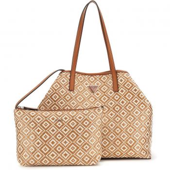 Guess Vikky II Women's Handbag - Woven Design, Cognac Color